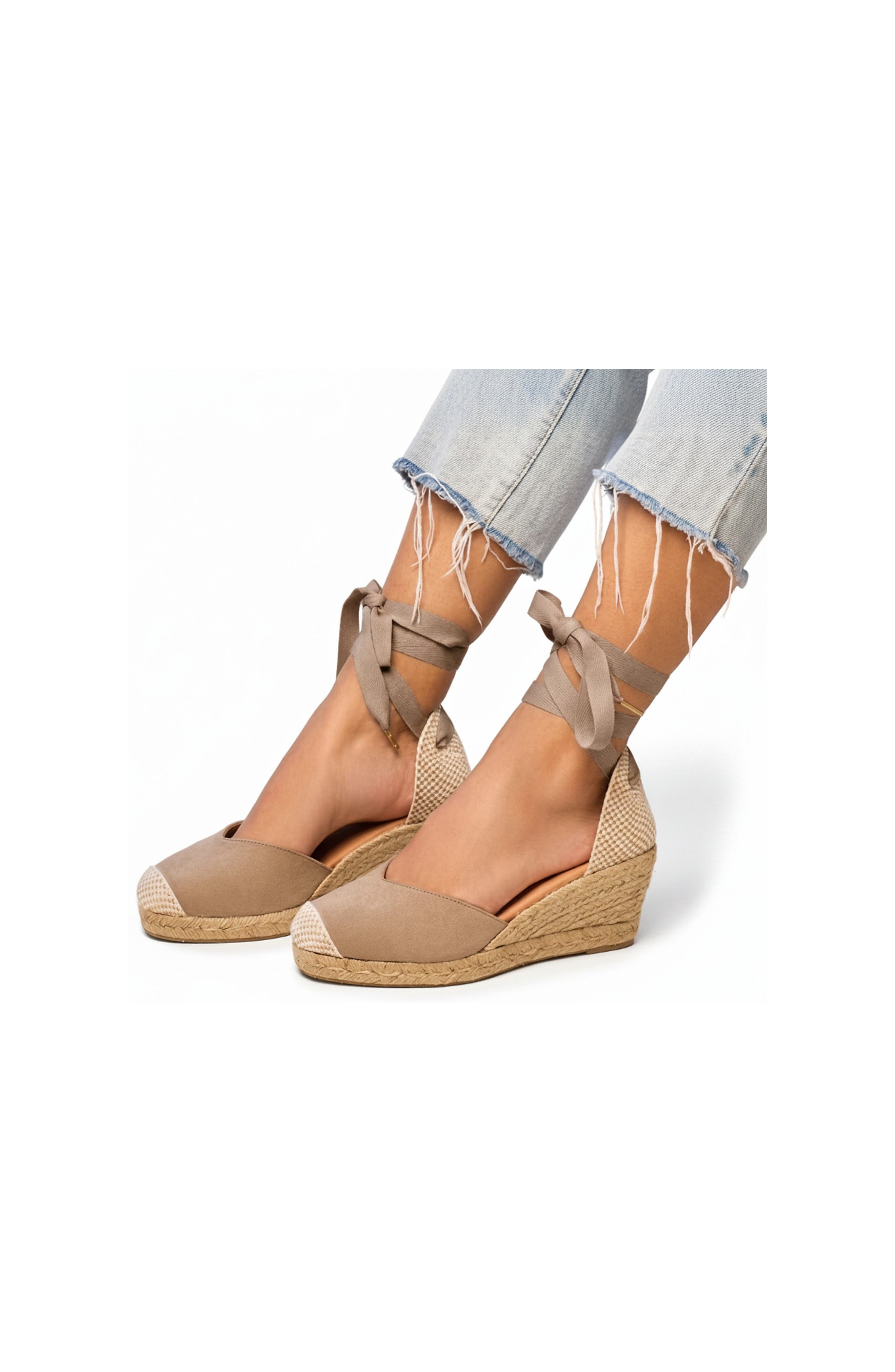 Jimena Mid Laces Espadrille Sandal, Alternate, color, Taupe