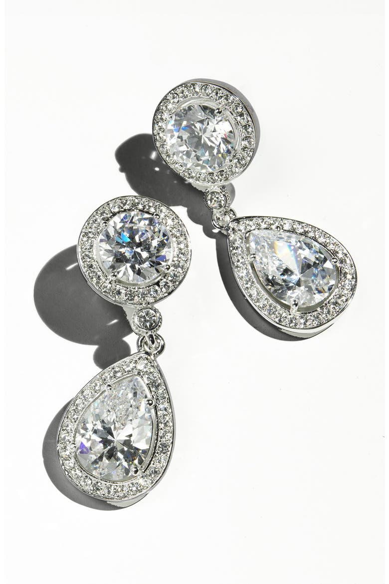 Crystal & Cubic Zirconia Drop Earrings (Nordstrom Exclusive), Alternate, color, SILVER/ CLEAR CRYSTAL