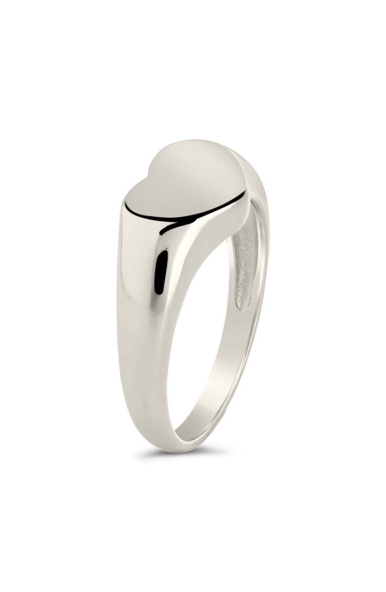 Sterling Forever Cora Heart Signet Ring, Alternate, color, 