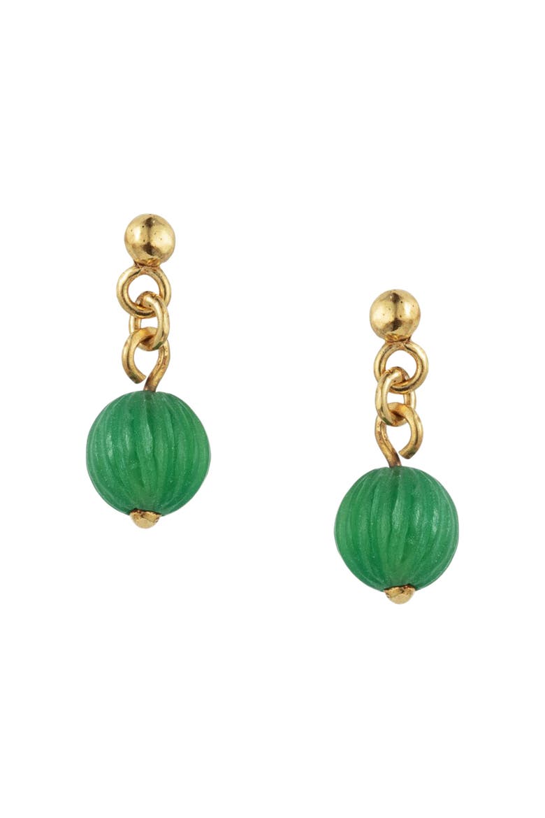 Nariman Drop Earrings - Green Onyx, Main, color, Gold