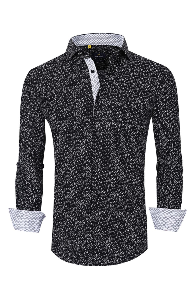 Azaro Uomo Slim Fit Flower Print Performance Dress Shirt, Alternate, color,