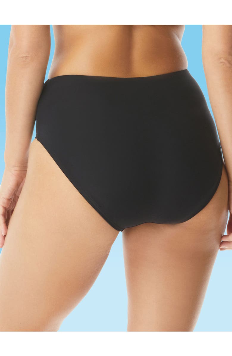 Coco Contours Onyx High Waist Bikini Swim Bottom, Alternate, color, Black