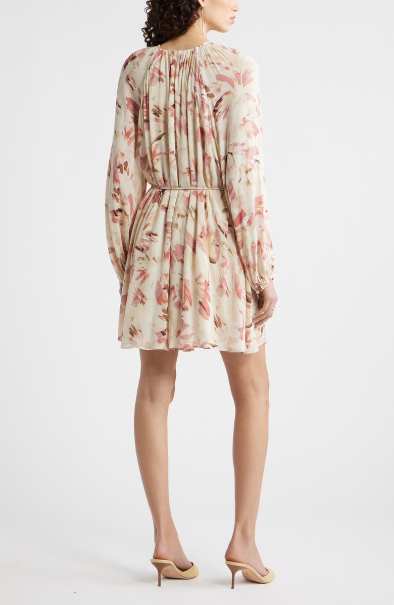 Nordstrom Floral Print Long Sleeve Minidress, Alternate, color, Ivory-Pink Canvas Bloom