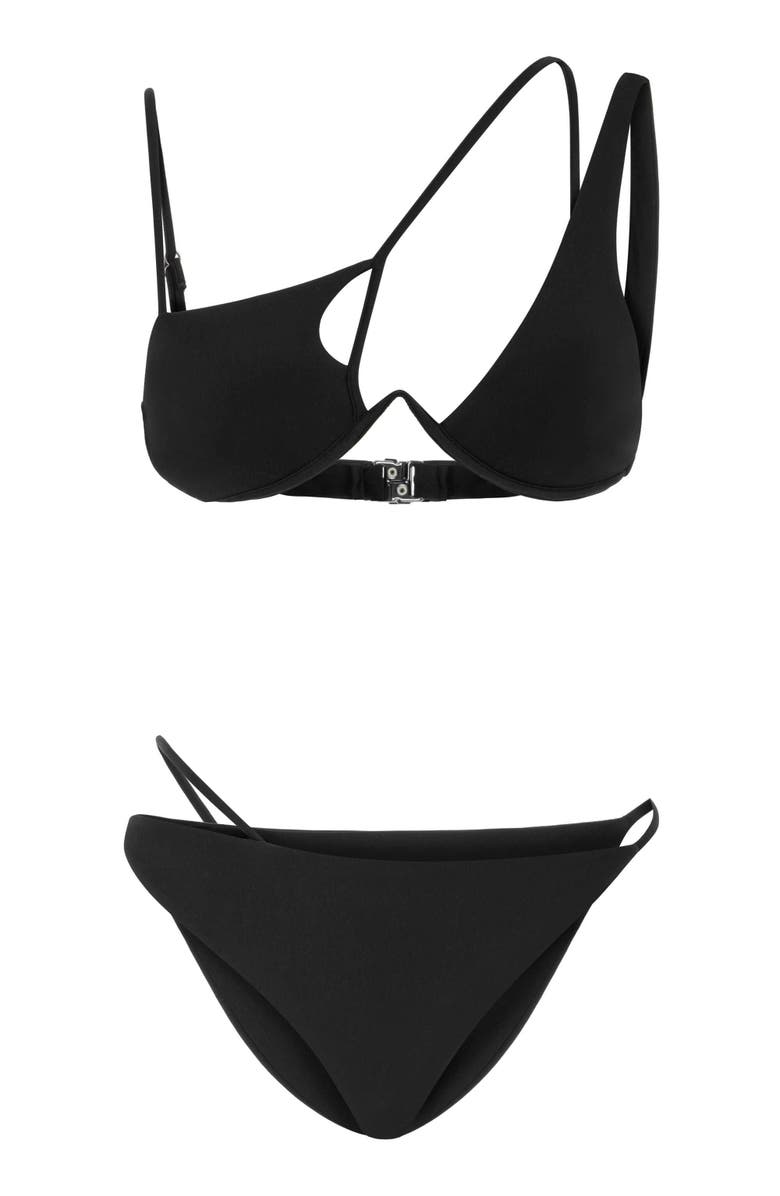 Jendue Women's Arlo Asymmetric Bikini | Swimwear, Alternate, color, Black