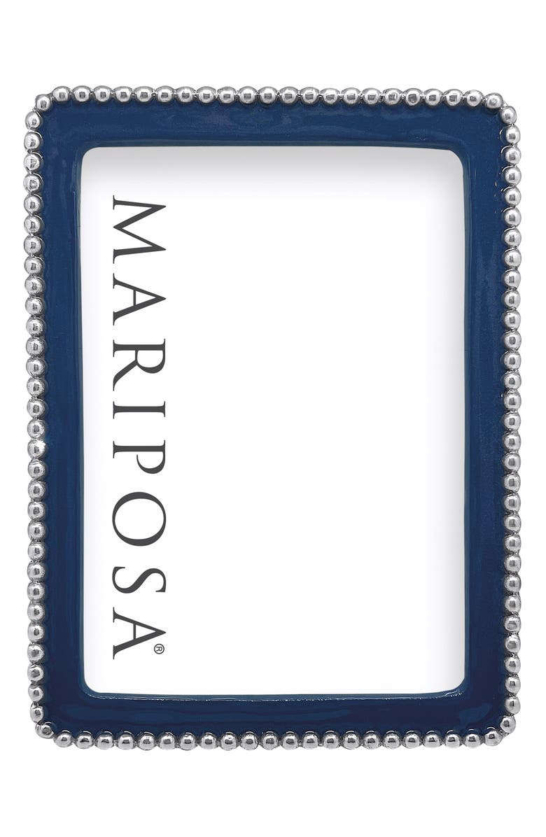 Mariposa Beaded Sand Cast Aluminum Picture Frame, Alternate, color, Blue