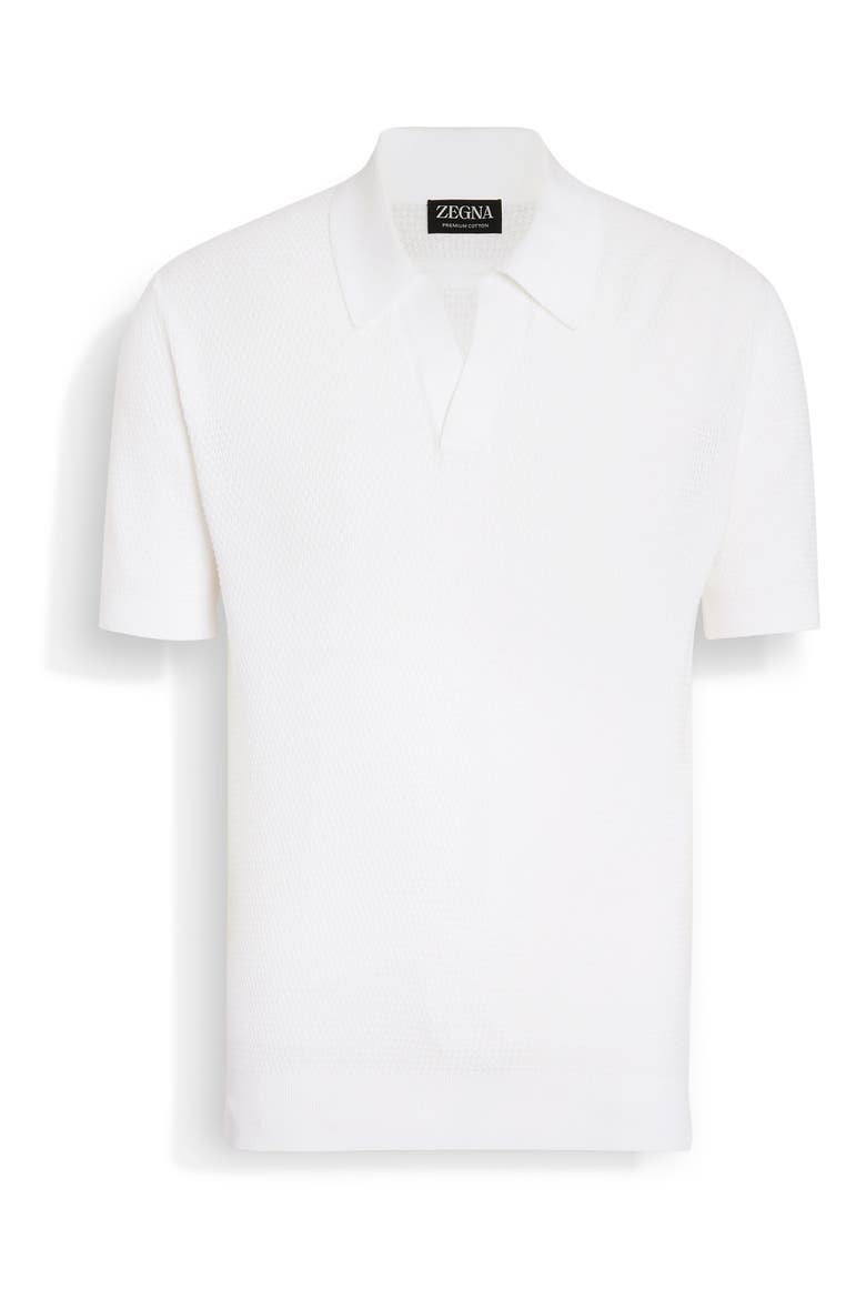 Waffle Stitch Cotton Polo Sweater, Main, color, NATURAL SOLID