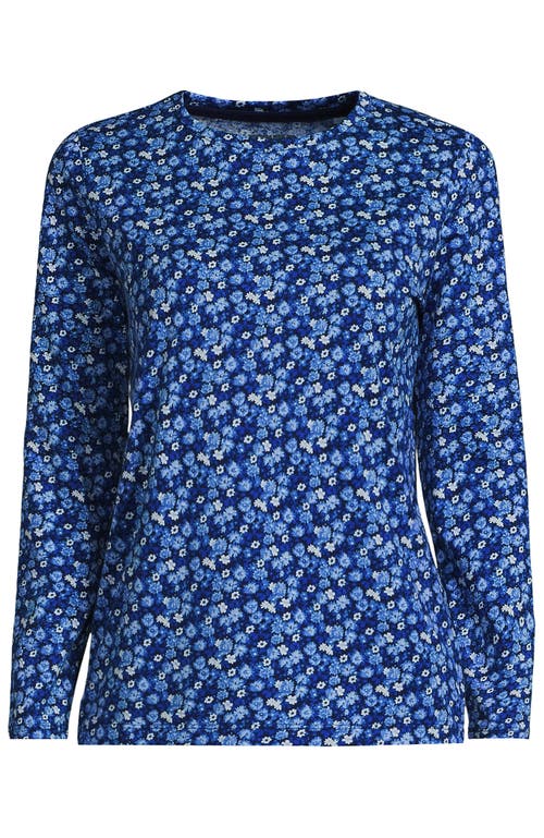 Lands' End Relaxed Supima Cotton Long Sleeve Crew Neck T-shirt In Blue