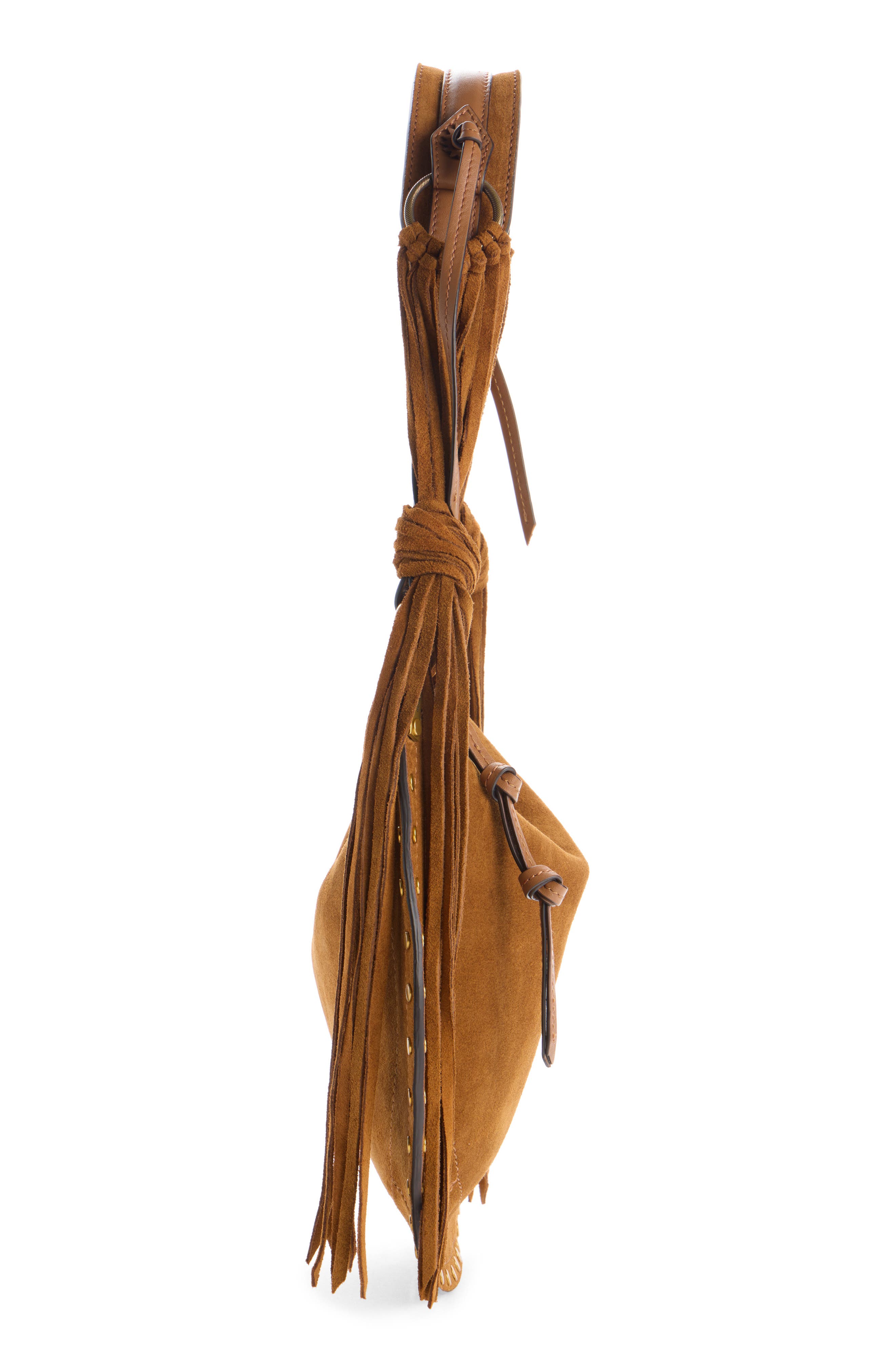 Isabel Marant Oskan Soft Suede Shoulder Bag, Alternate, color, Cognac