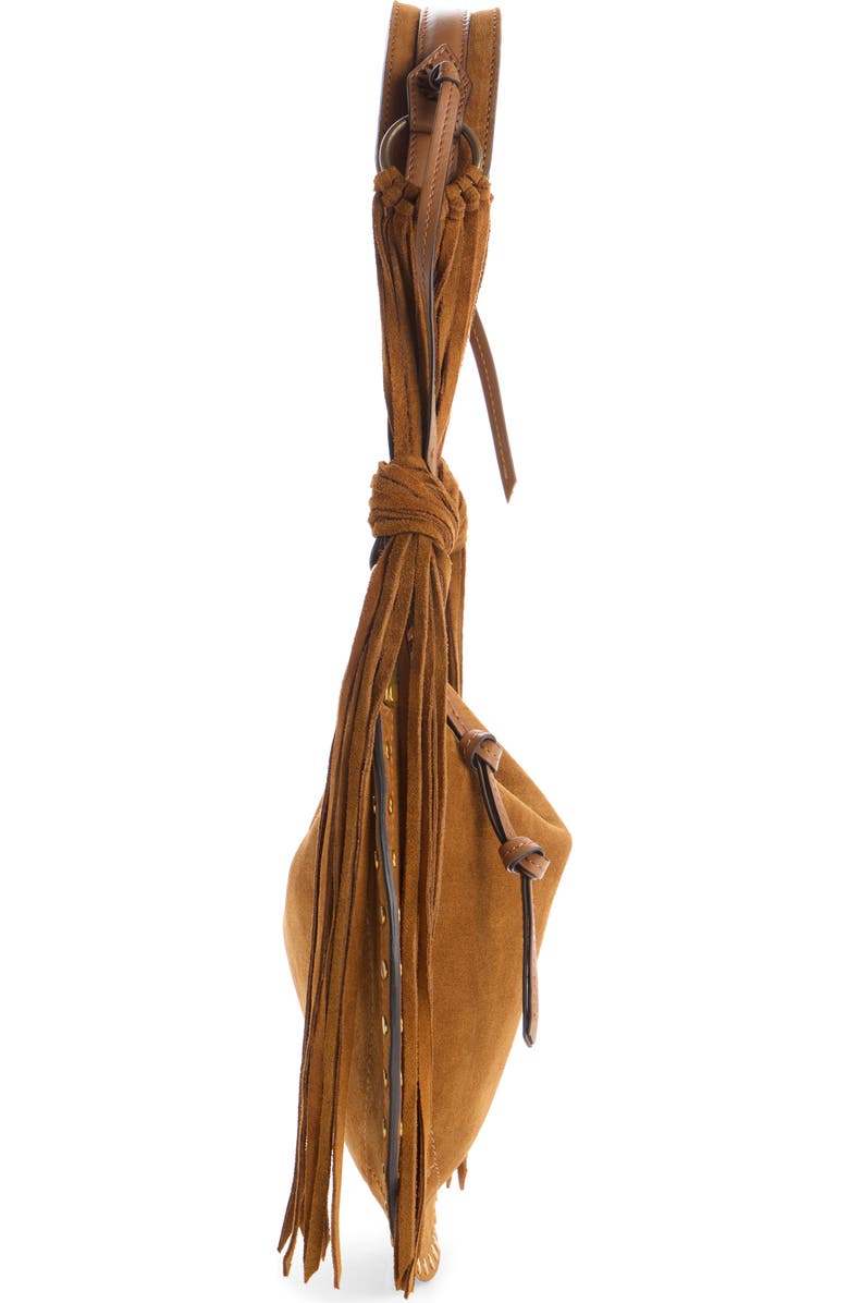 Isabel Marant Oskan Soft Suede Shoulder Bag, Alternate, color, Cognac
