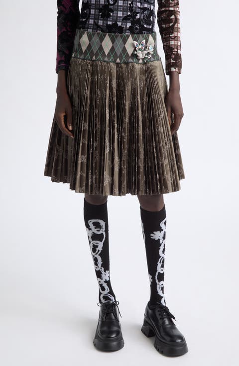 Crescent Pleated Midi Skirt