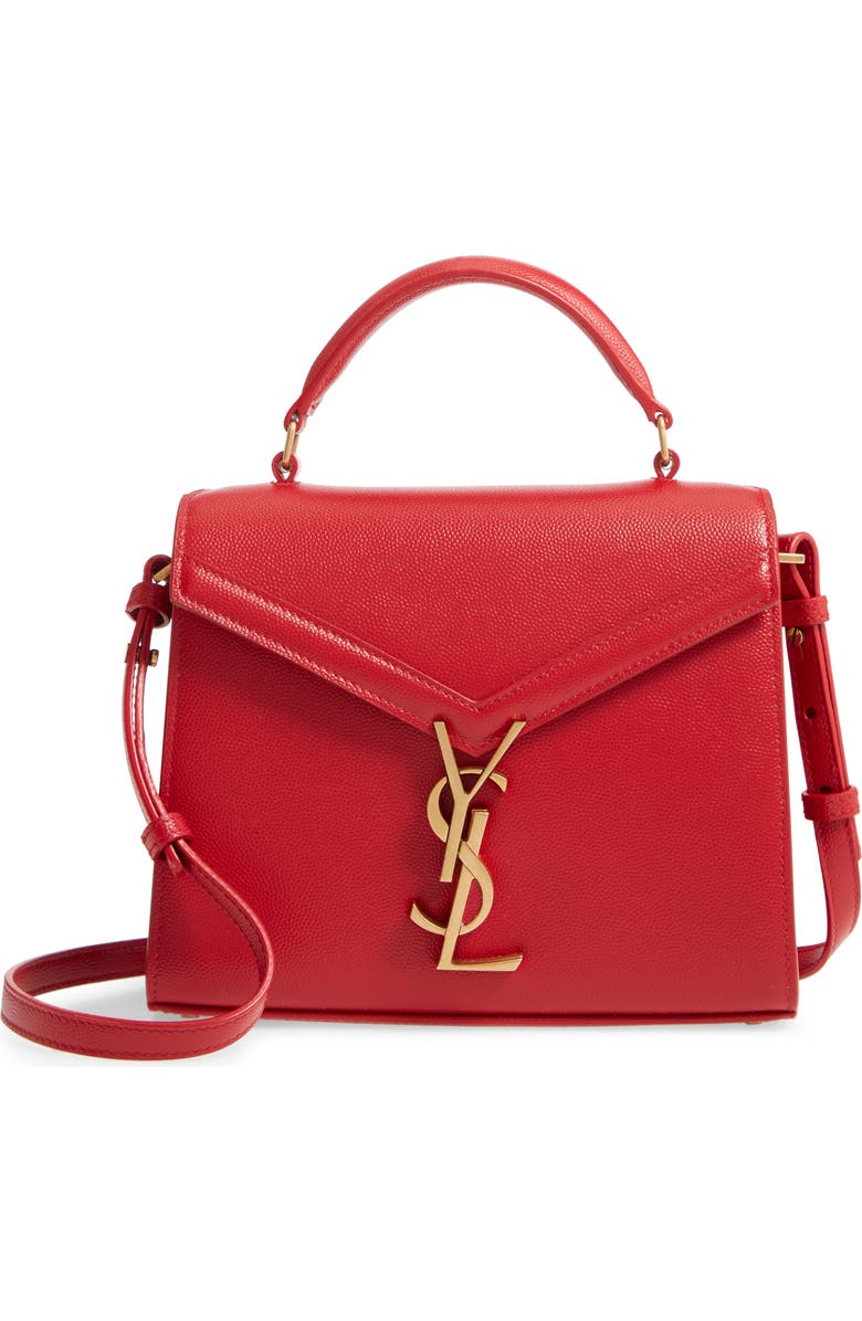 Saint Laurent Mini Cassandre Leather Top Handle Bag, Main, color,