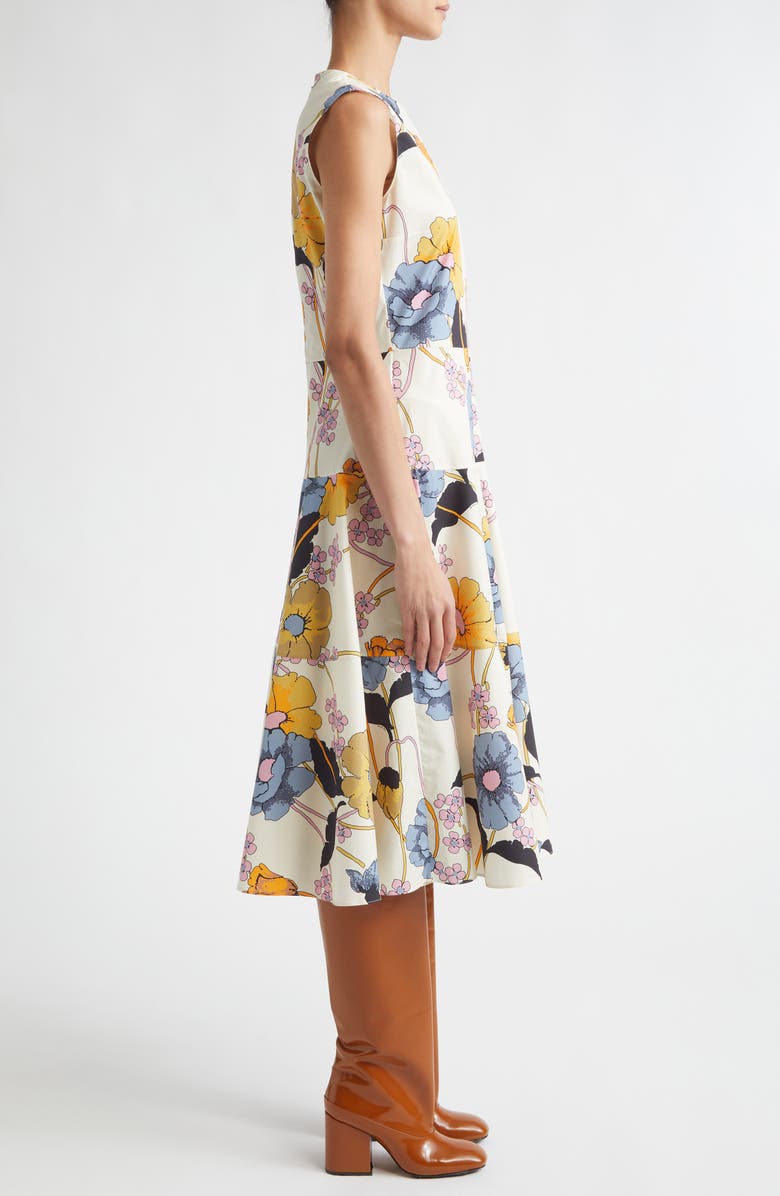 Marni Low Waist Flared Midi Dress, Alternate, color, Mfw08 Bone