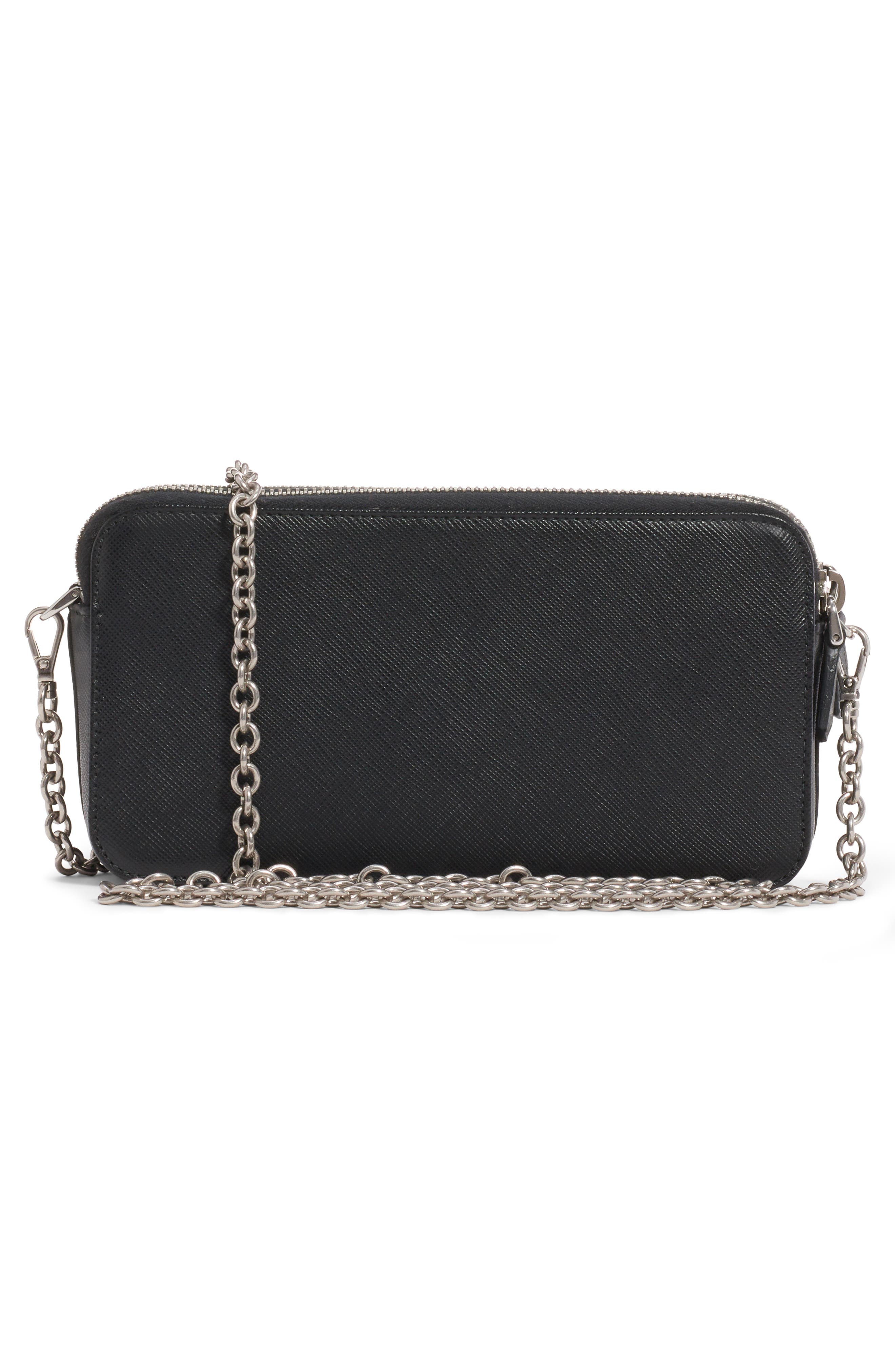 Prada Double Zip Leather Crossbody Bag, Alternate, color, 