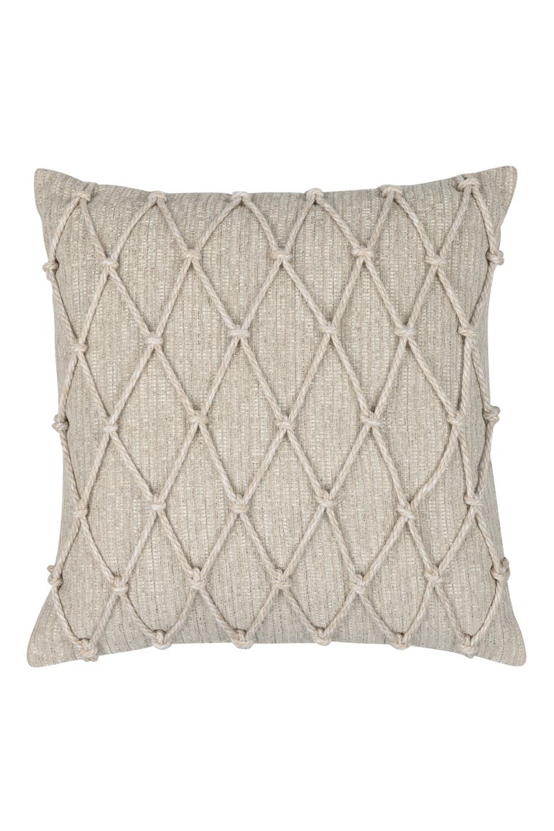 Macrame Fawn Hand Knotted Indoor & Outdoor Woven Accent Pillow, Main, color, Fawn