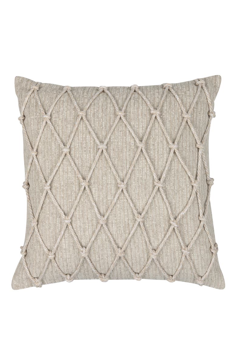 Elaine Smith Macrame Fawn Hand Knotted Indoor & Outdoor Woven Accent Pillow, Main, color, Fawn