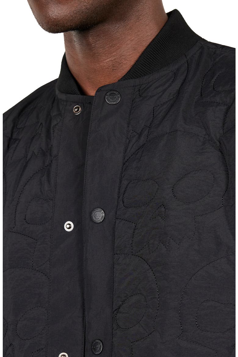 X Zero Skateboards Thomas Quilted Bomber Jacket, Alternate, color, BLACK