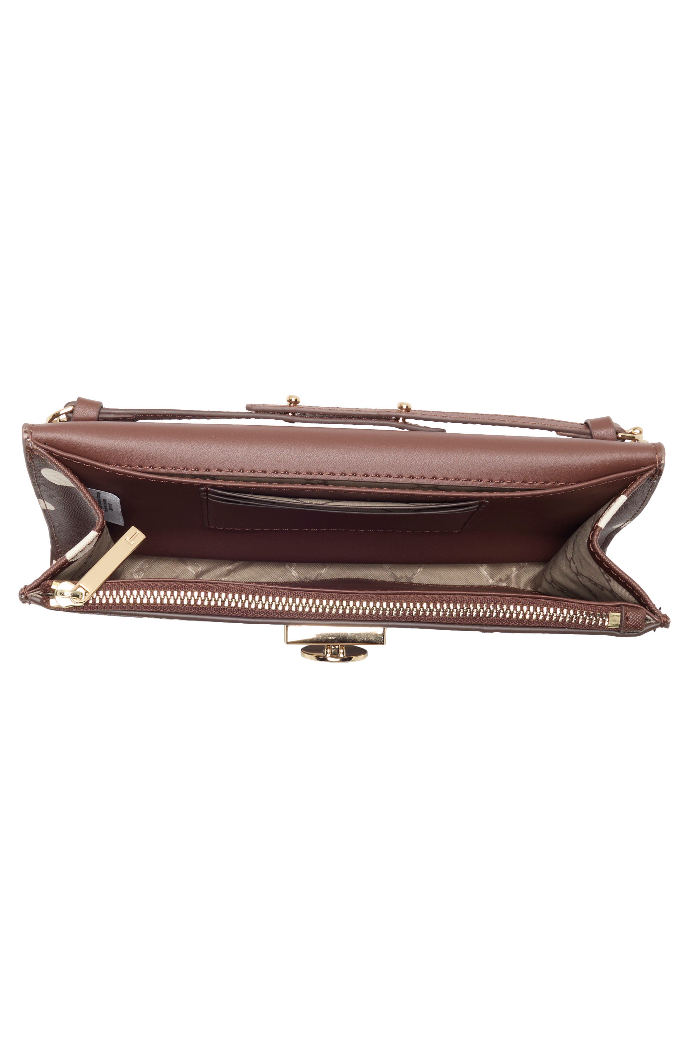 Parisa Polka Dot Faux Leather Crossbody Bag, Alternate, color, BROWN