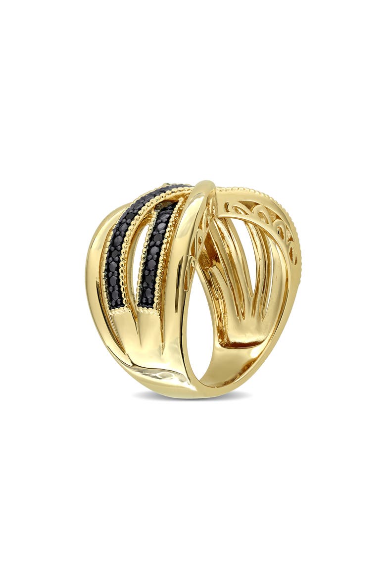 Black Diamond Crisscross Ring, Alternate, color, BLACK