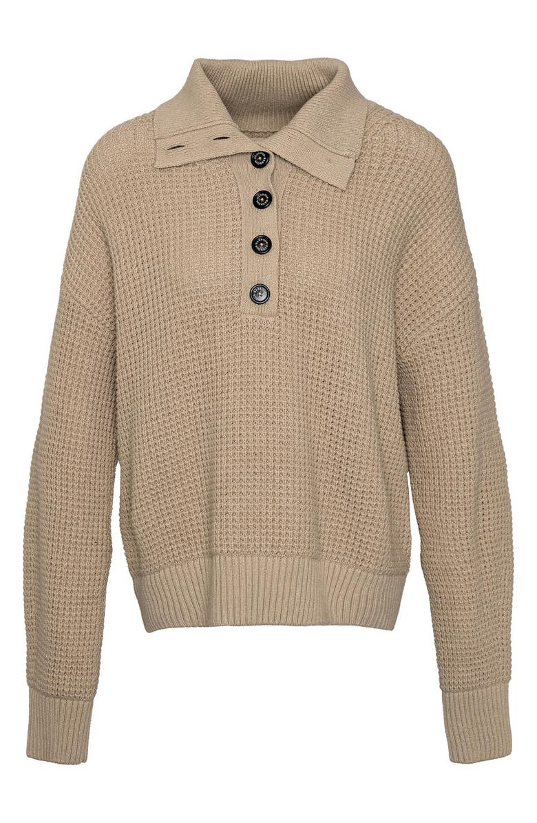 Barbour Woodside Long Sleeve Waffle Knit Cotton & Wool Polo Sweater, Alternate, color, Oatmeal