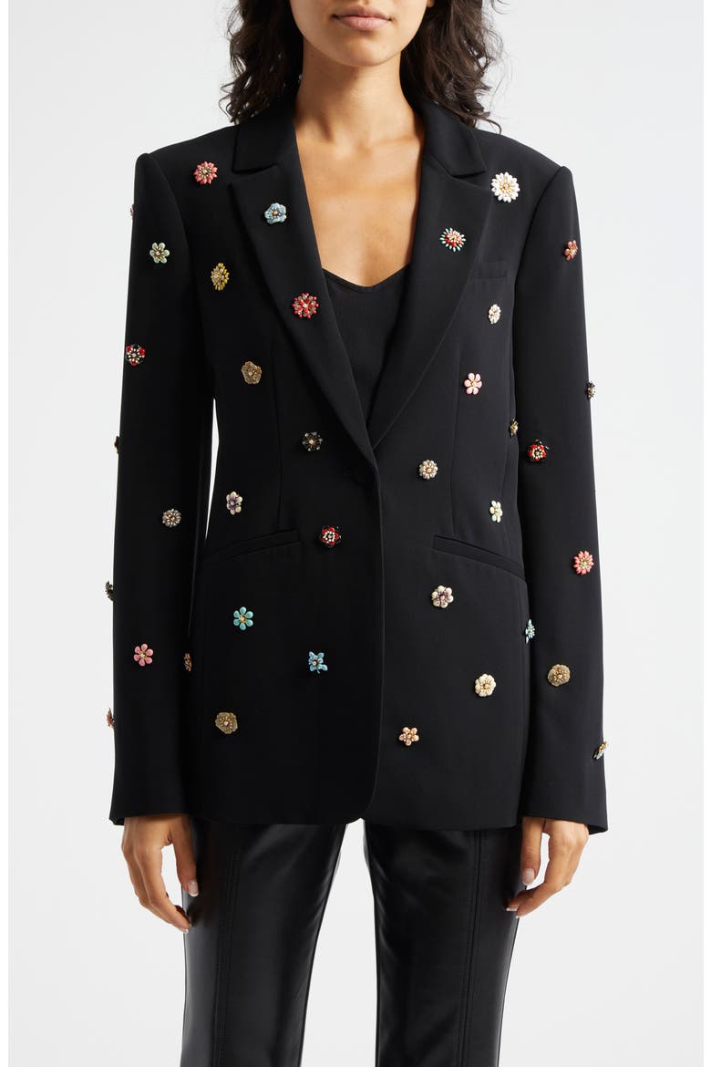 Karlie Enamel Flower Blazer, Main, color, BLACK/ MULTI