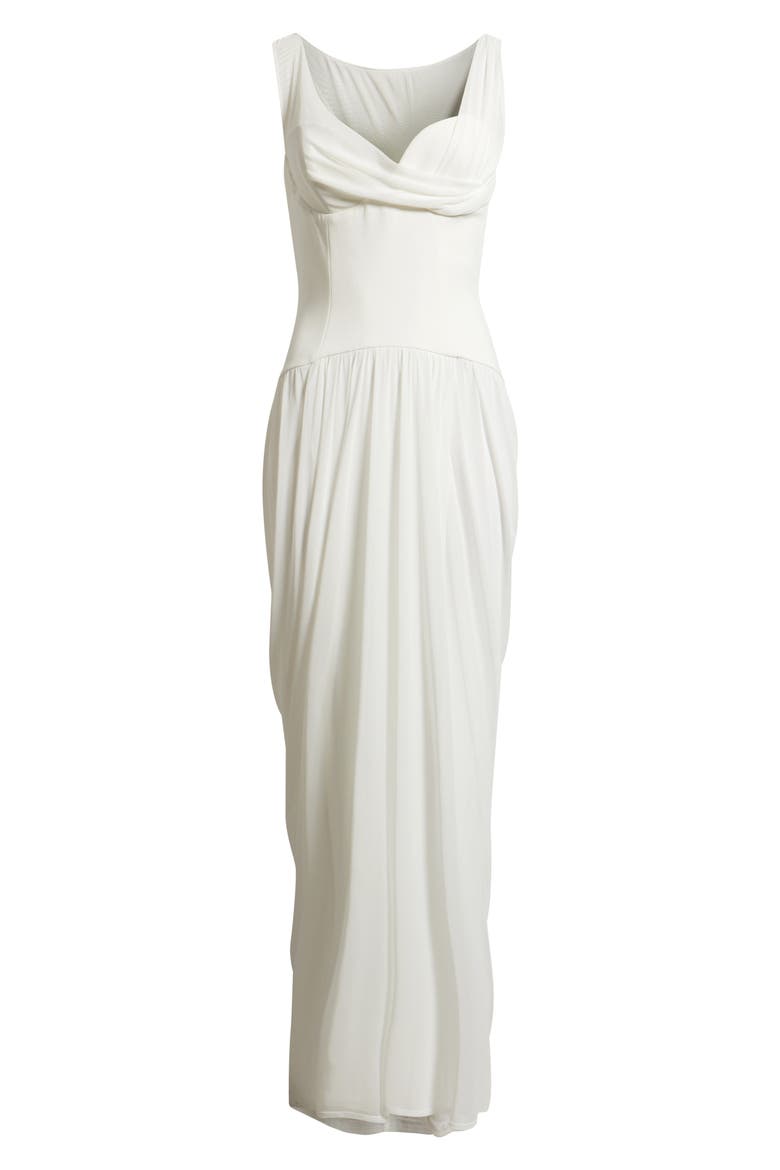 Sylara Drape Sleeveless Gown, Alternate, color, WHITE