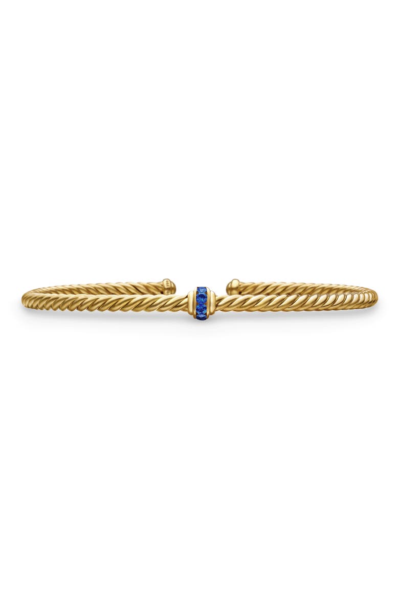 Classic Cablespira® Station Bracelet in 18K Yellow Gold with Pavé Semiprecious Stones, 3mm, Main, color, 18K YELLOW GOLD