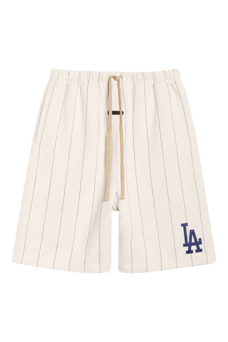 x MLB Dodgers '90s Drawstring Cotton Blend Sweat Shorts, Alternate, color, OATMEAL HEATHER/ PINSTRIPES
