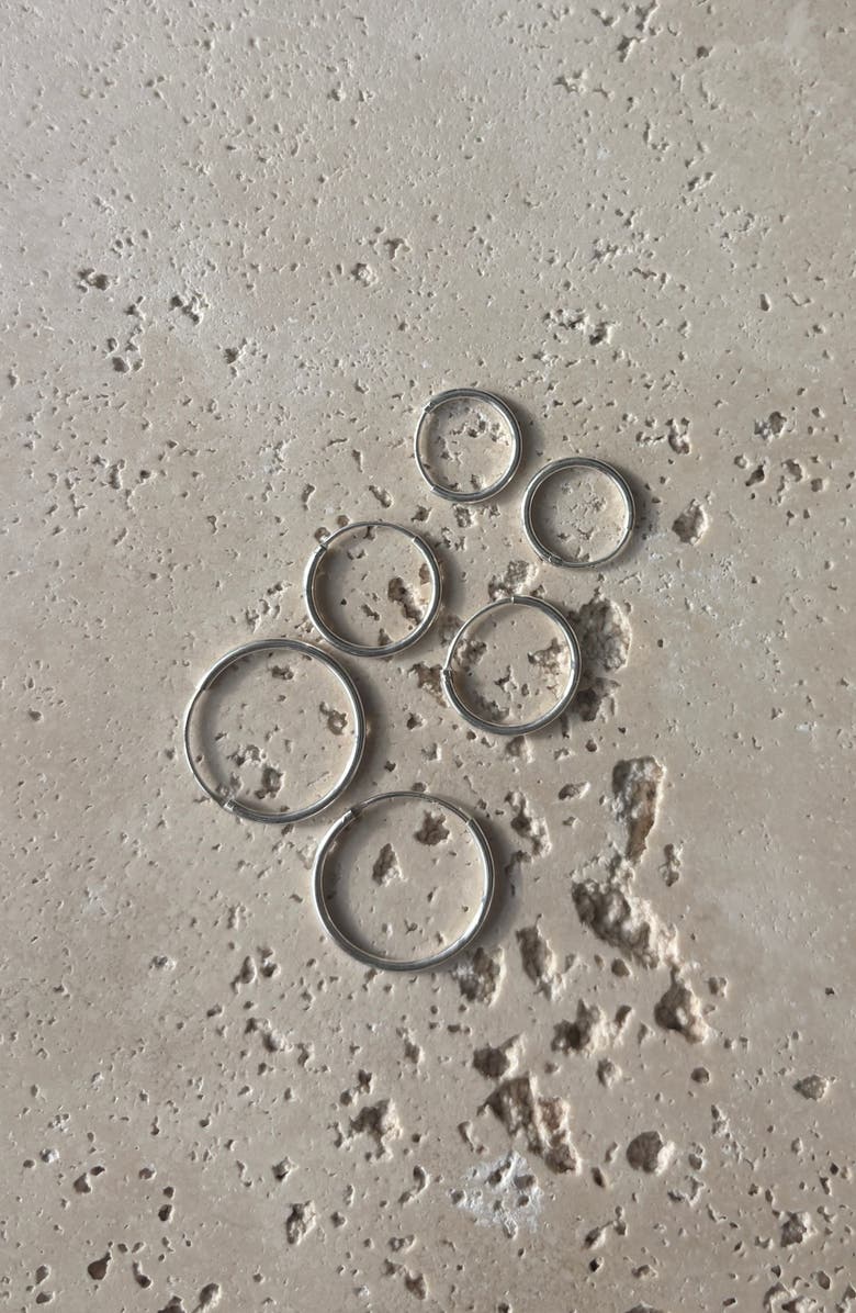 ADORNIA FINE Set of 3 925 Sterling Silver Hoop Earrings, Alternate, color, Silver