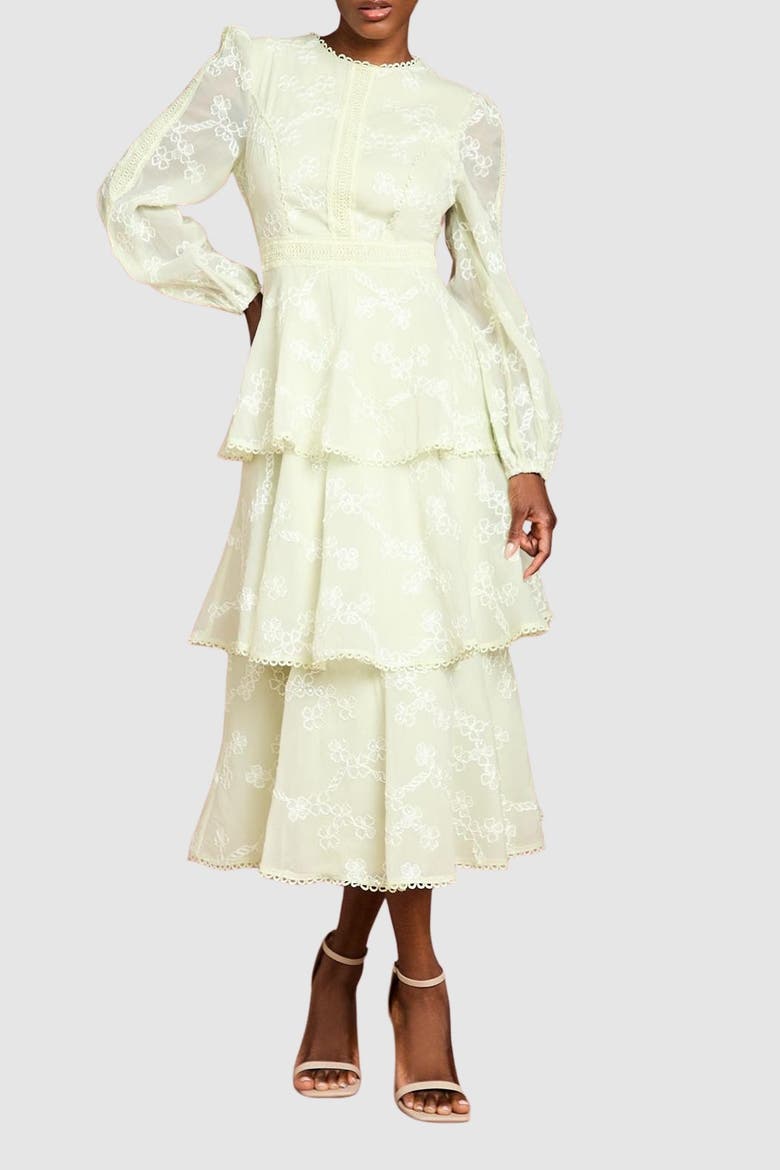 Long Sleeve Lace Midi Dress, Alternate, color, Sage