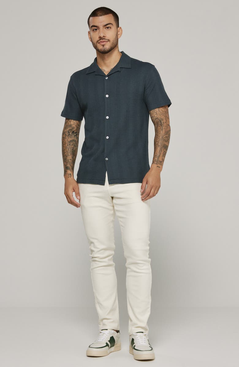 7 Diamonds Burke Ribbed Knit Camp Shirt, Alternate, color, Petrol Navy