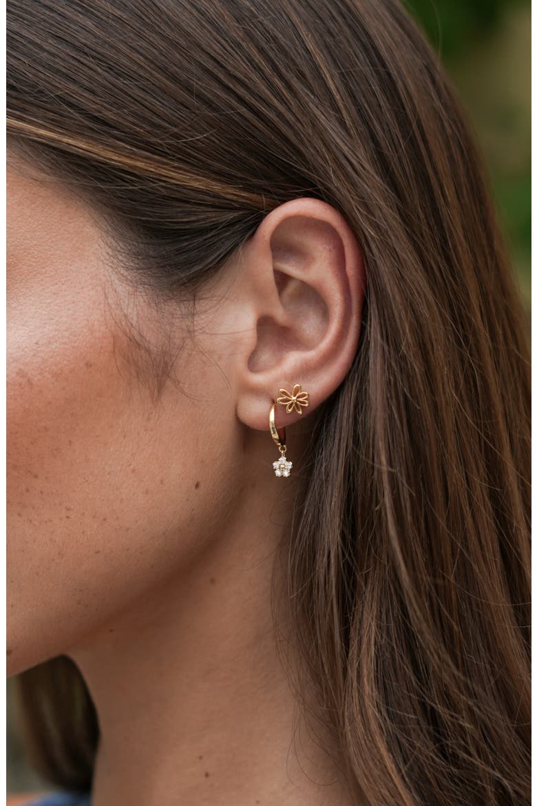 Mini Doodle Flower Stud Earrings, Alternate, color, GOLD