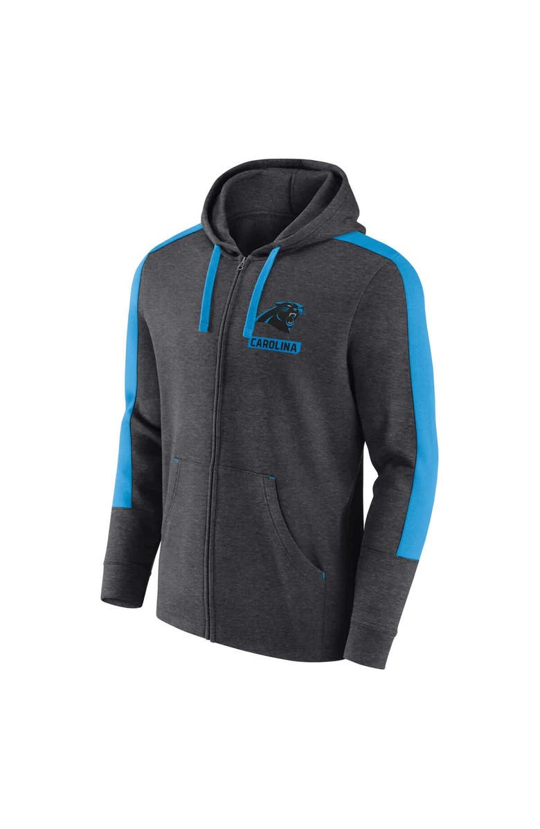 FANATICS Men's Fanatics  Heather Charcoal Carolina Panthers Gains Full-Zip Hoodie, Alternate, color, Heather Charcoal
