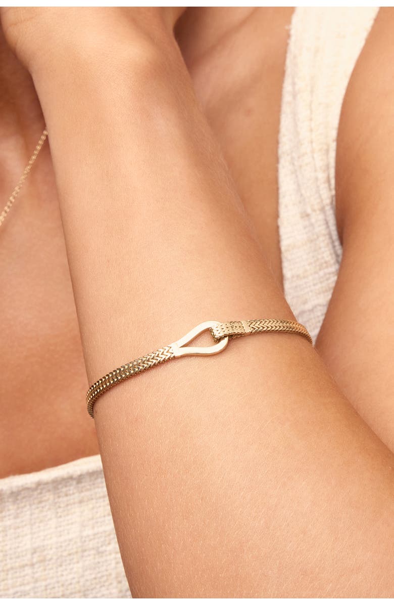 Oradina 14K Gold Chevron Hook Bracelet, Alternate, color, 