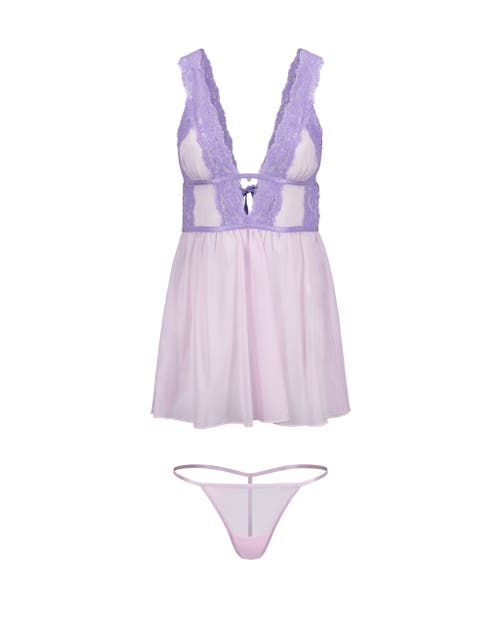 Shop Adore Me Adalee Babydoll & G-string Set Lingerie In Light Purple
