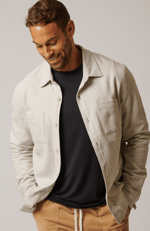 Leisure Lab Cotton Tweed Button Up In Neutral