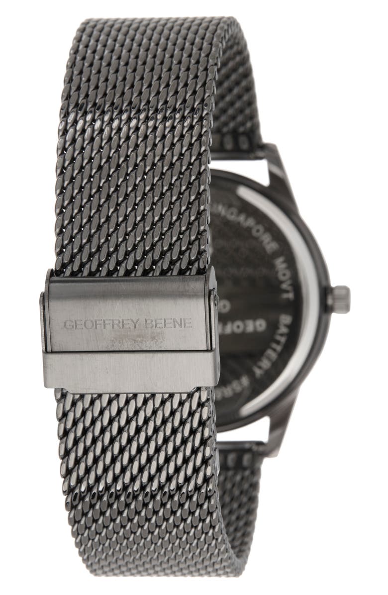 GEOFFREY BEENE Men's Black Diamond Mesh Strap Watch, 40mm - 0.02 ctw, Alternate, color, Gunmetal