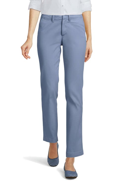 Mid Rise Classic Straight Leg Chino Ankle Pants