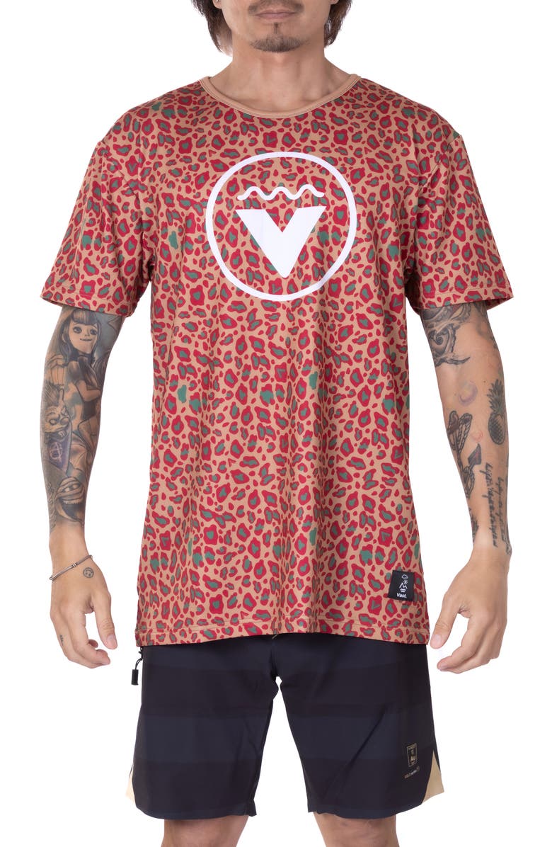 VAST Animal Print Aqua Terra Performance T-Shirt, Main, color, 