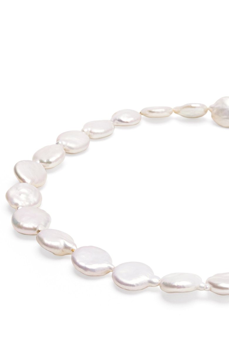 Nialaya Como Flat Pearl Choker Necklace, Main, color, White