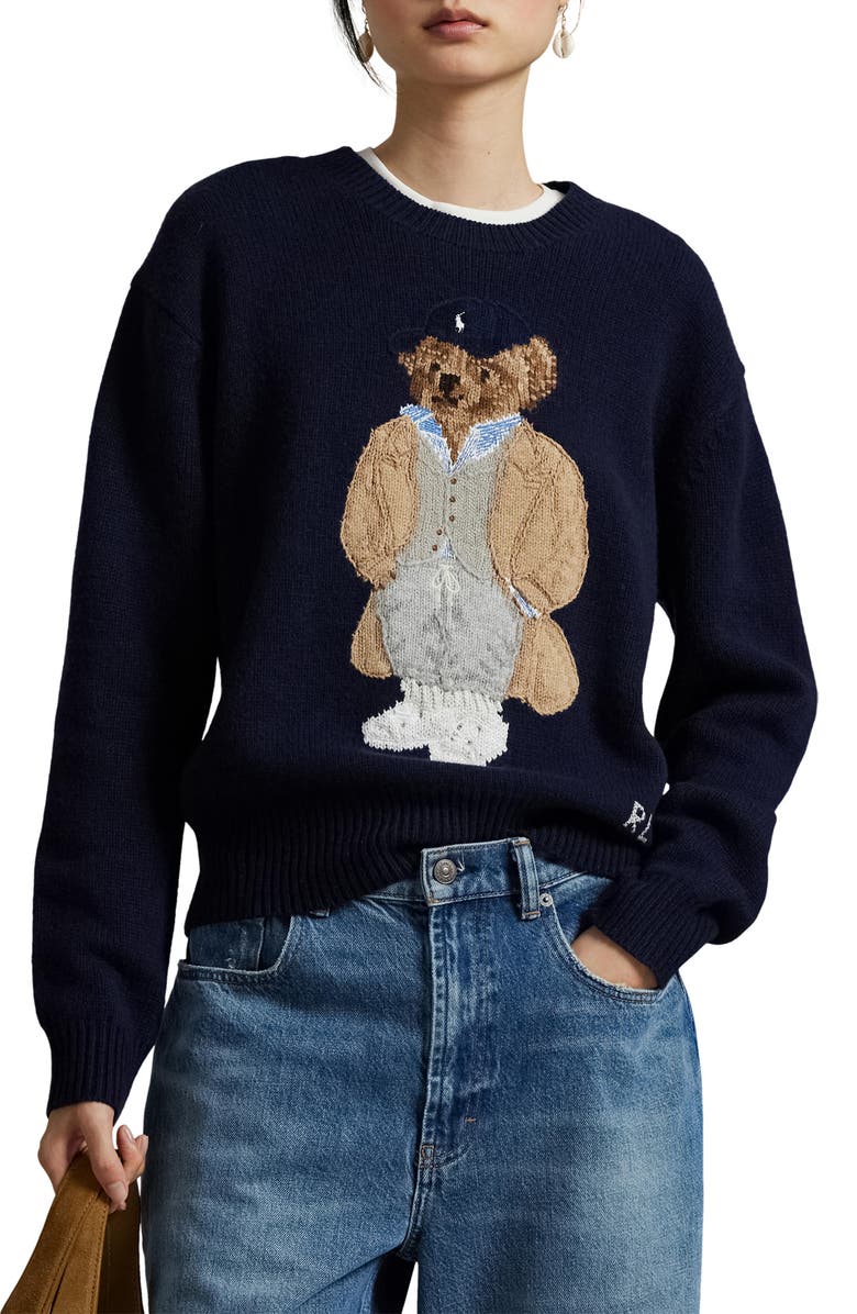 Polo Ralph Lauren Polo Bear Wool & Cashmere Crewneck Sweater, Main, color,