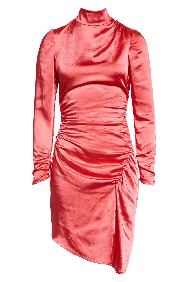 Joss Long Sleeve Ruched Dress, Alternate, color, HIBISCUS