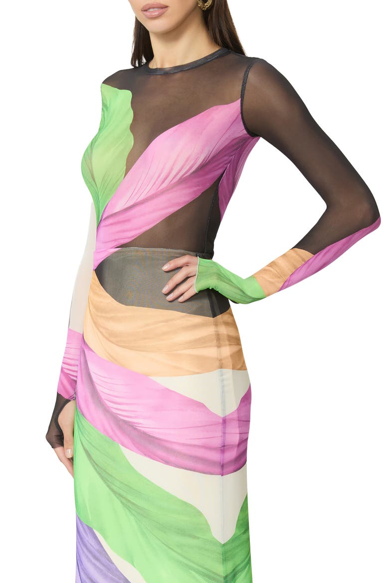 Kaylee Print Mesh Top, Alternate, color, SUMMER FEATHERS