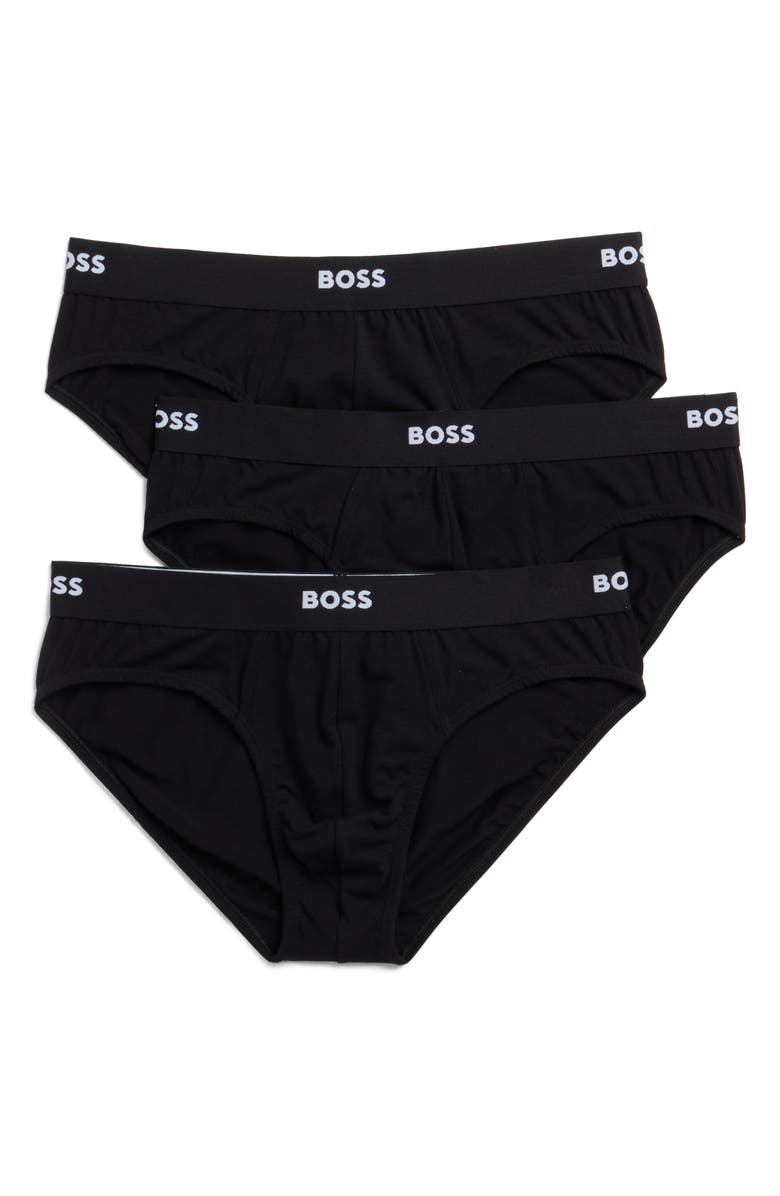 BOSS 3-Pack Cotton Blend Briefs, Main, color, Black
