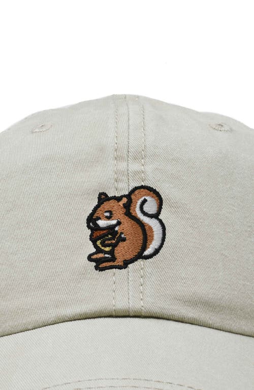 Dalix Squirrel Embroidered Outdoor Cap In Washed Stone White