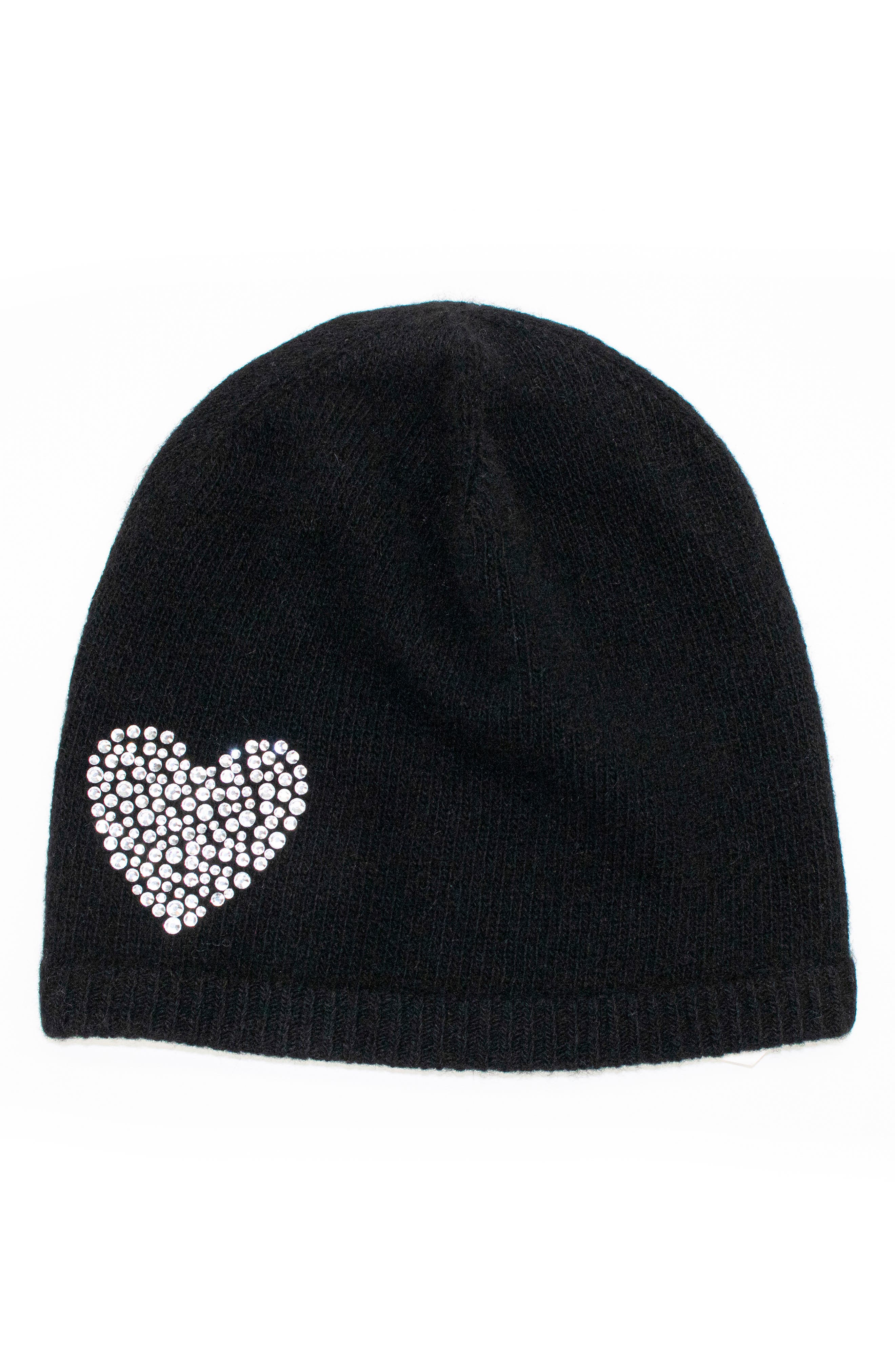 Crystal Heart Cashmere Beanie