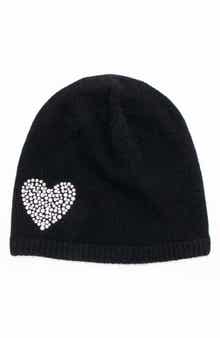 Crystal Heart Cashmere Beanie