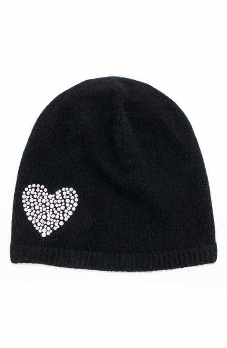 Crystal Heart Cashmere Beanie