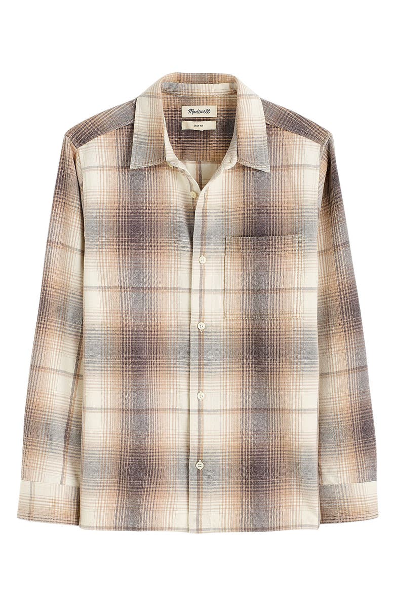 Madewell Plaid Cotton Flannel Button-Up Shirt, Alternate, color, Black Coal