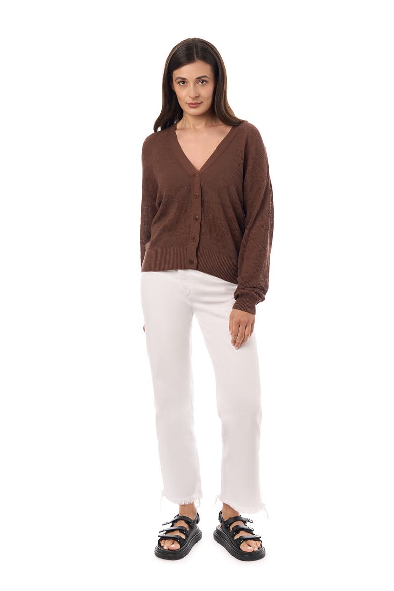 Leopard V-Neck Cardigan, Alternate, color, Nutshell