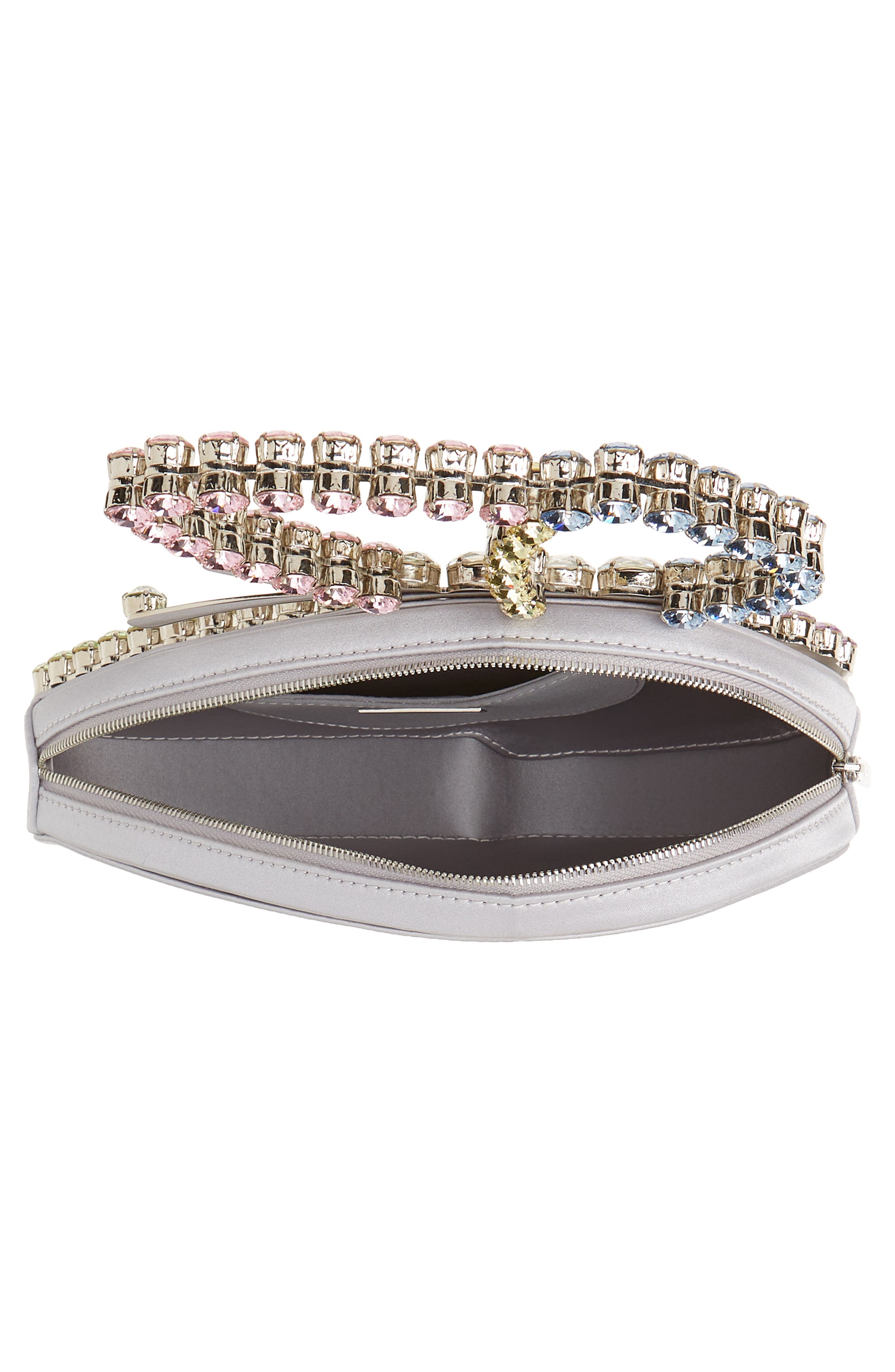 L’alingi Crystal Butterfly Satin Clutch, Alternate, color, 